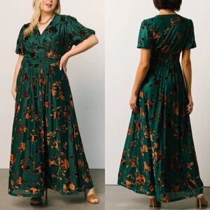 Baltic Born Leslie Velvet Maxi Dress Bronze and Jade 1X